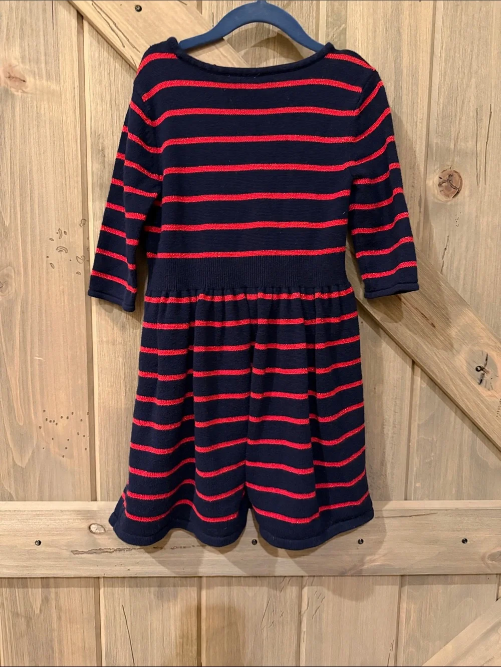 GAP Navy and Red Striped Knit Dress Girls Size 6-7